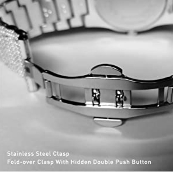 Unisex Crystal Watch Bling Stainless Steel Quartz - Picture 7 of 12